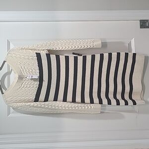 Express Navy and Cream Striped Sweater Dress